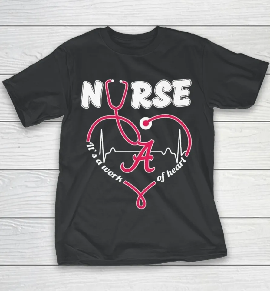 Alabama Crimson Tide Nurse It’s A Work Of Heart Stethoscope Youth T Shirt