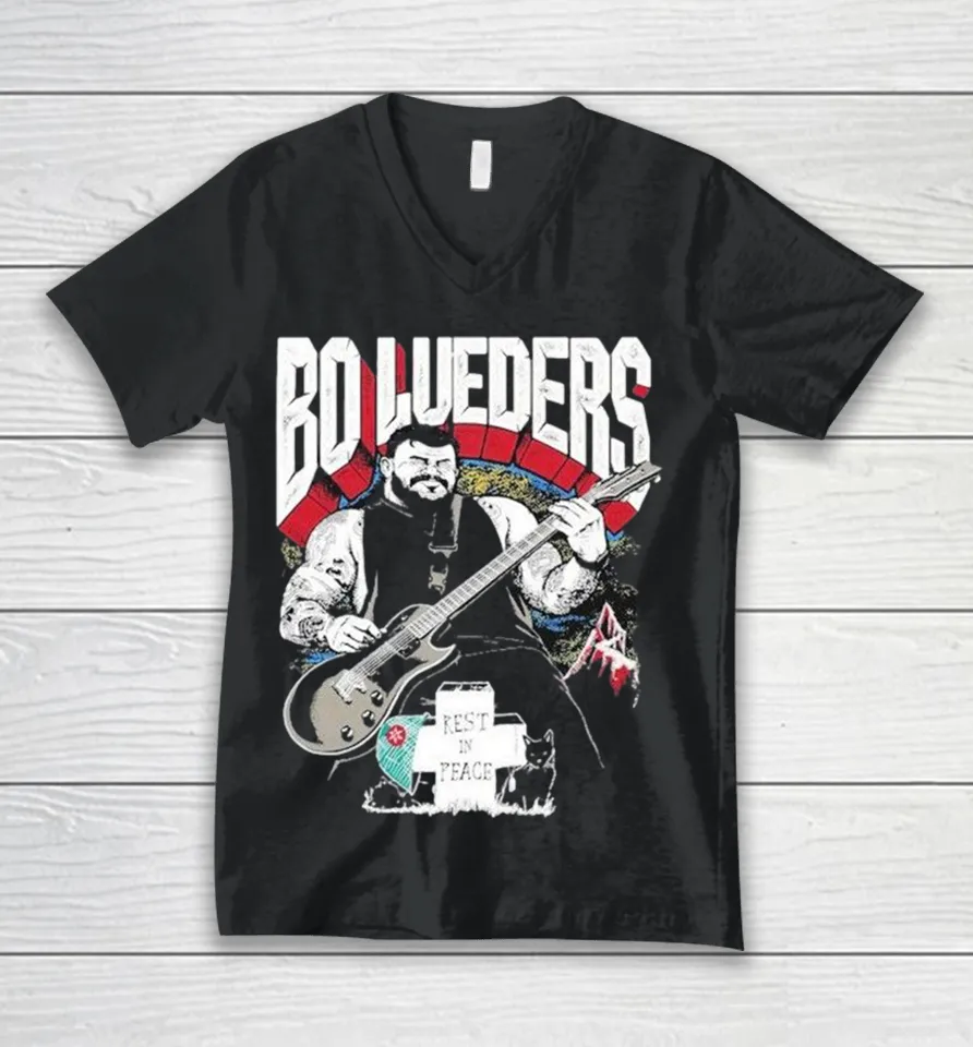 Bo Lueders Rest In Peace Guitar V-Neck T Shirt