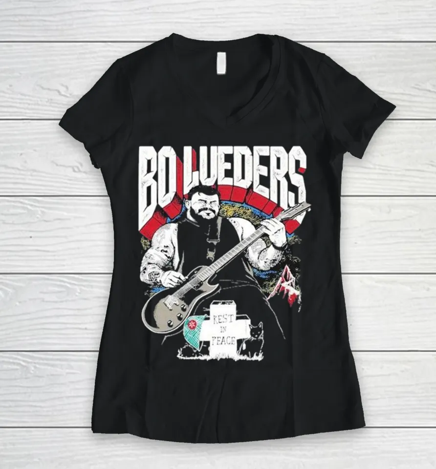 Bo Lueders Rest In Peace Guitar Women V-Neck T Shirt