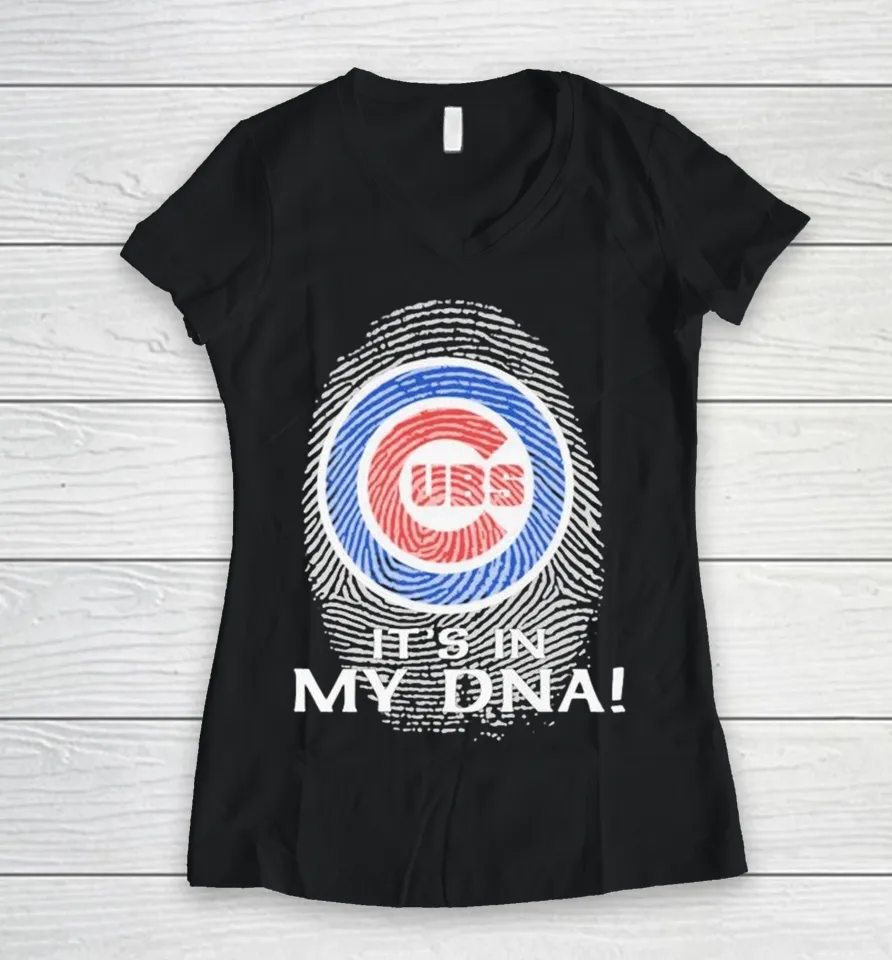 Chicago Cubs It’s In My DNA Fingerprint Women V-Neck T Shirt