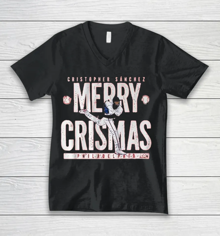 Cristopher Sanchez Merry Crismas Philadelphia Phillies V-Neck T Shirt