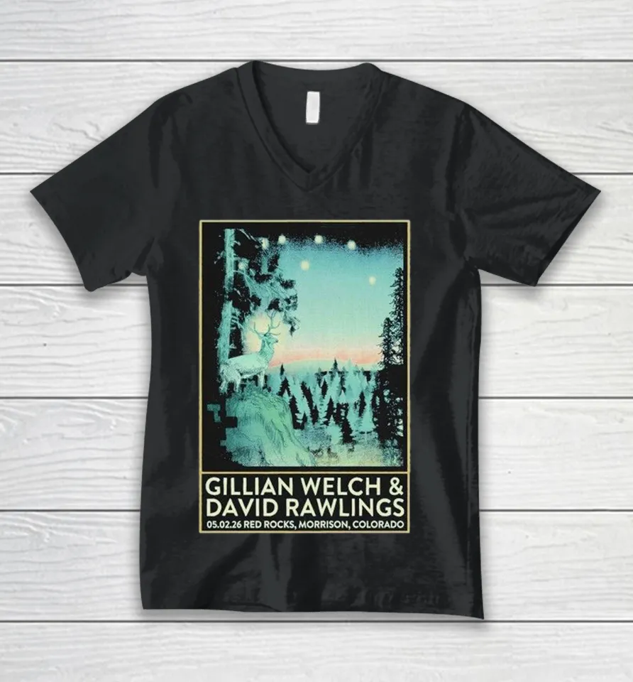 Gillian Welch And David Rawlings Red Rocks In Morrison Co 5 2 2026 V-Neck T Shirt