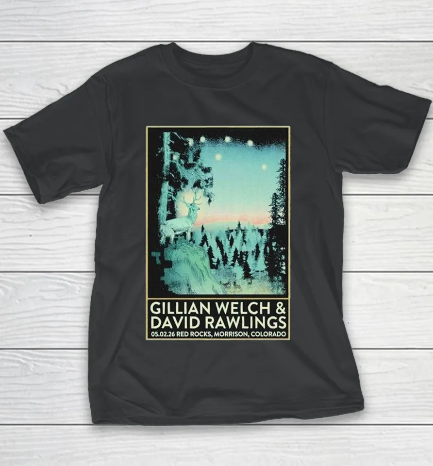 Gillian Welch And David Rawlings Red Rocks In Morrison Co 5 2 2026 Youth T Shirt