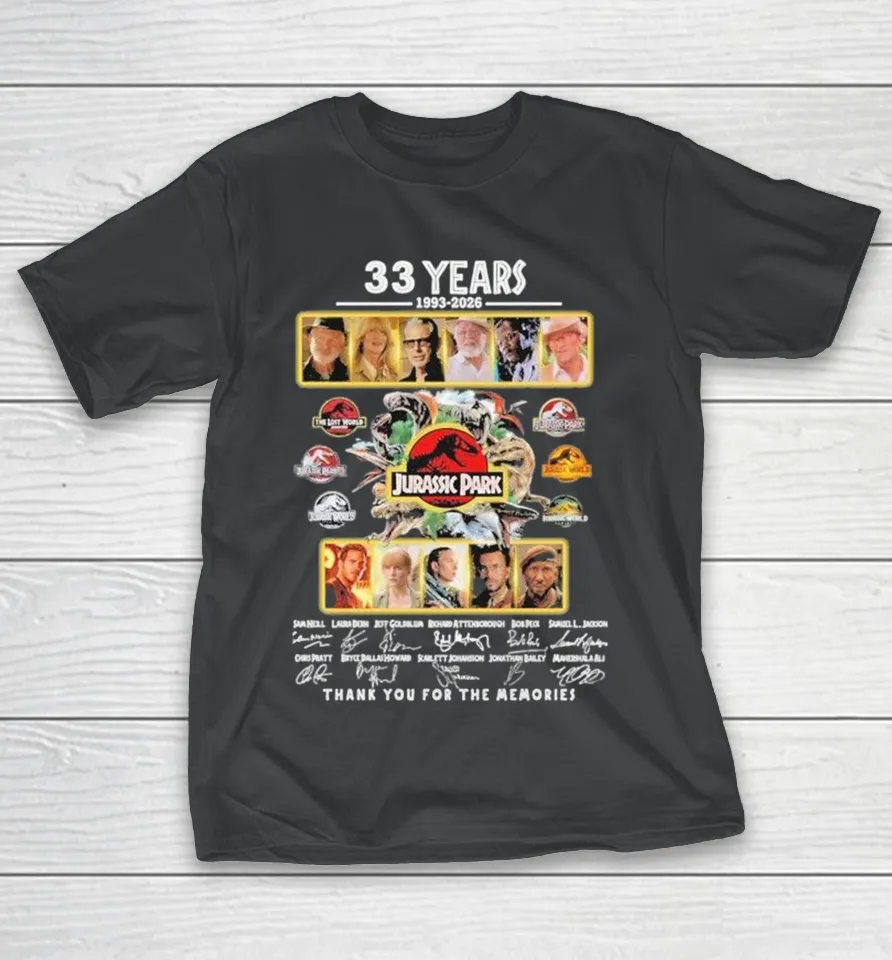 Jurassic Park 33Rd Anniversary 1993–2026 Thank You For The Memories Shirt Jurassic Park 33Rd Anniversary 1993–2026 Thank You For The Memories Shirt