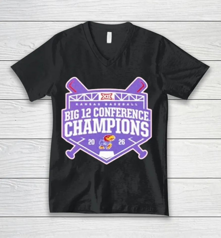 Kansas Jayhawks Big 12 Baseball Regular Season Champions 2026 V-Neck T Shirt