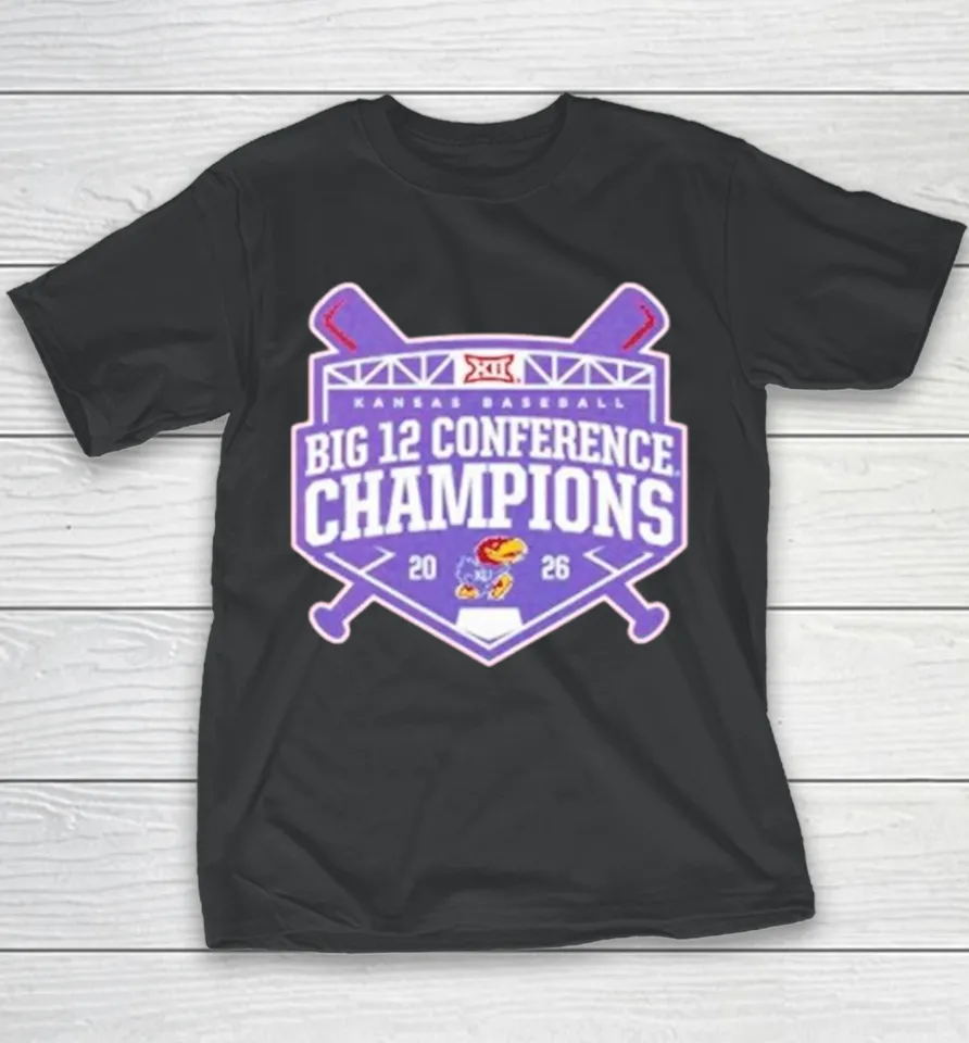 Kansas Jayhawks Big 12 Baseball Regular Season Champions 2026 Youth T Shirt
