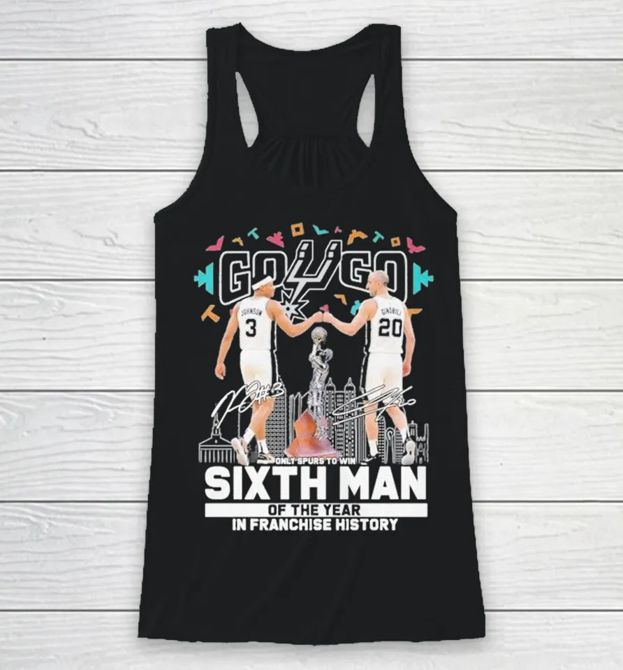 Keldon Johnson And Manu Ginóbili San Antonio Spurs Go Go Only Spurs To Win Sixth Man Of The Year In Franchise History Signatures Racerback Tank