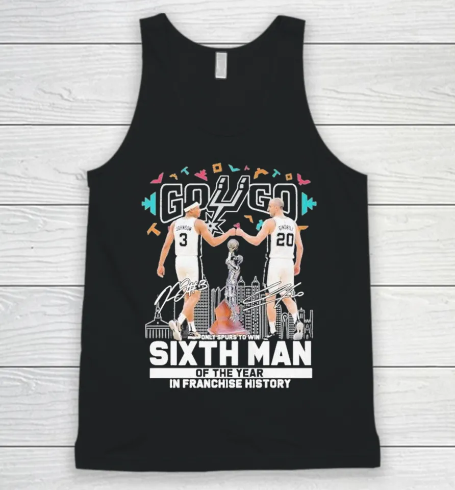 Keldon Johnson And Manu Ginóbili San Antonio Spurs Go Go Only Spurs To Win Sixth Man Of The Year In Franchise History Signatures Tank Top