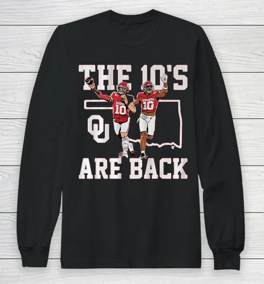 Kip Lewis And John Mateer The 10’s Are Back Oklahoma Sooners Long Sleeve T Shirt