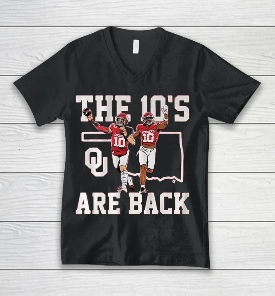 Kip Lewis And John Mateer The 10’s Are Back Oklahoma Sooners V-Neck T Shirt