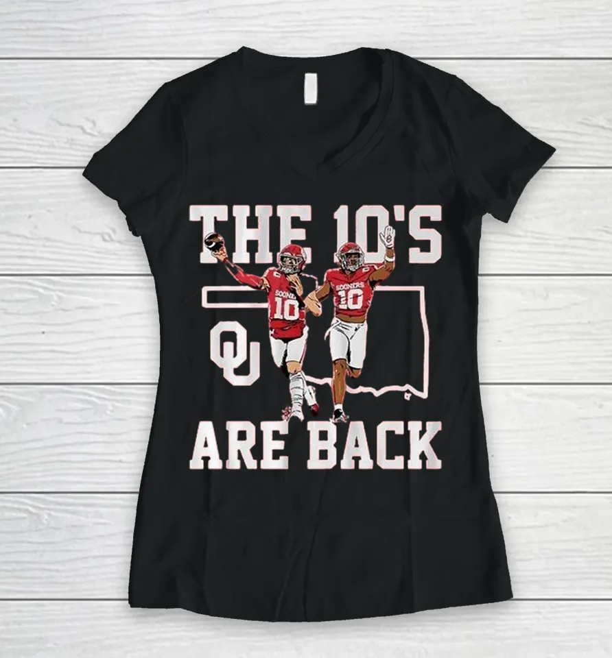 Kip Lewis And John Mateer The 10’s Are Back Oklahoma Sooners Women V-Neck T Shirt