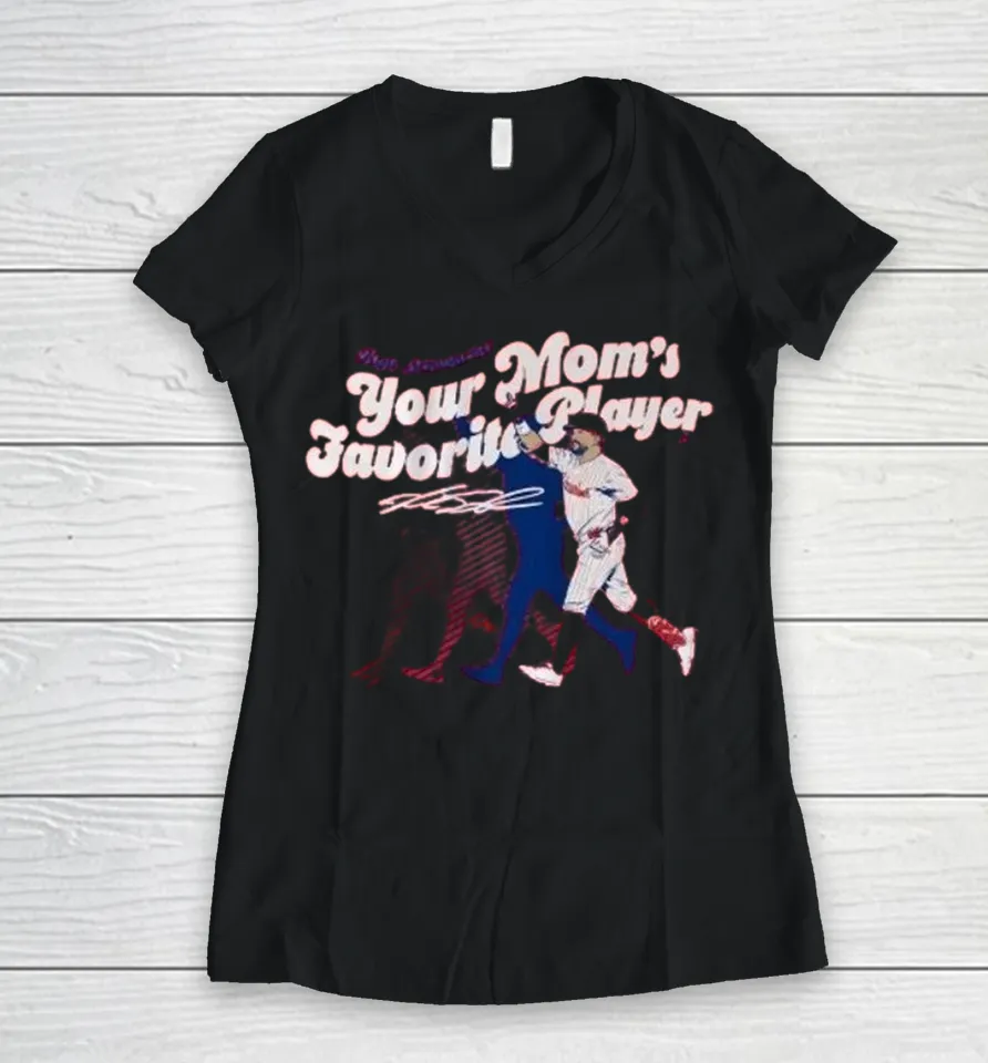 Official Kyle Schwarber Your Mom’s Favorite Player Philadelphia Phillies Women V-Neck T Shirt