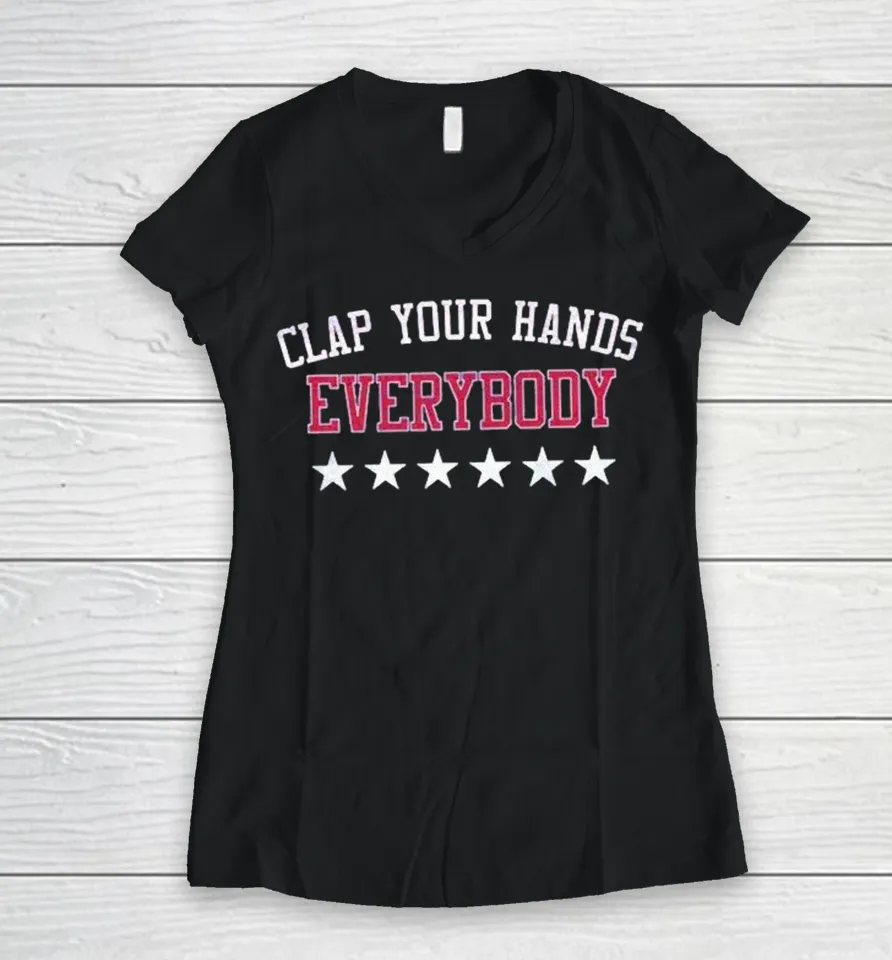 Philadelphia 76ers Clap Your Hands Everybody Stars Women V-Neck T Shirt