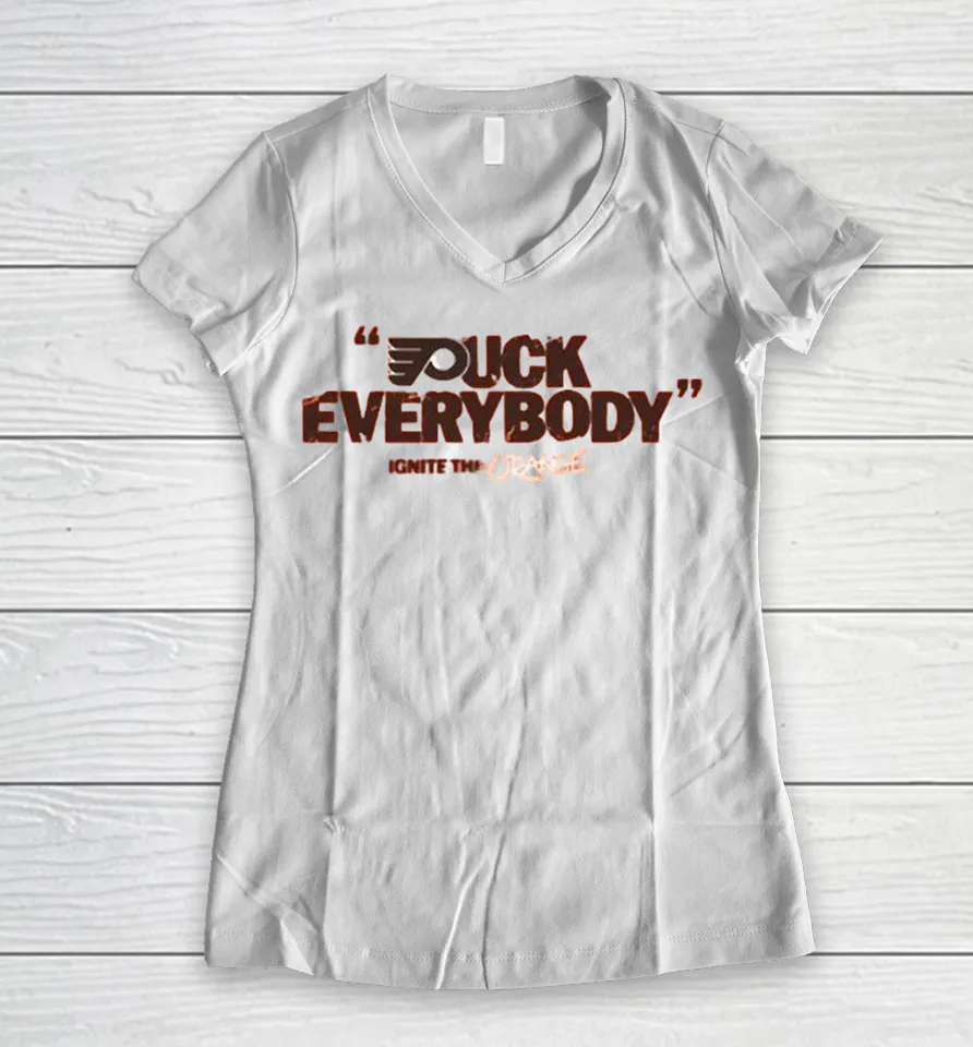 Philadelphia Flyers Puck Everybody Ignite The Orange 2026 Playoff Women V-Neck T Shirt