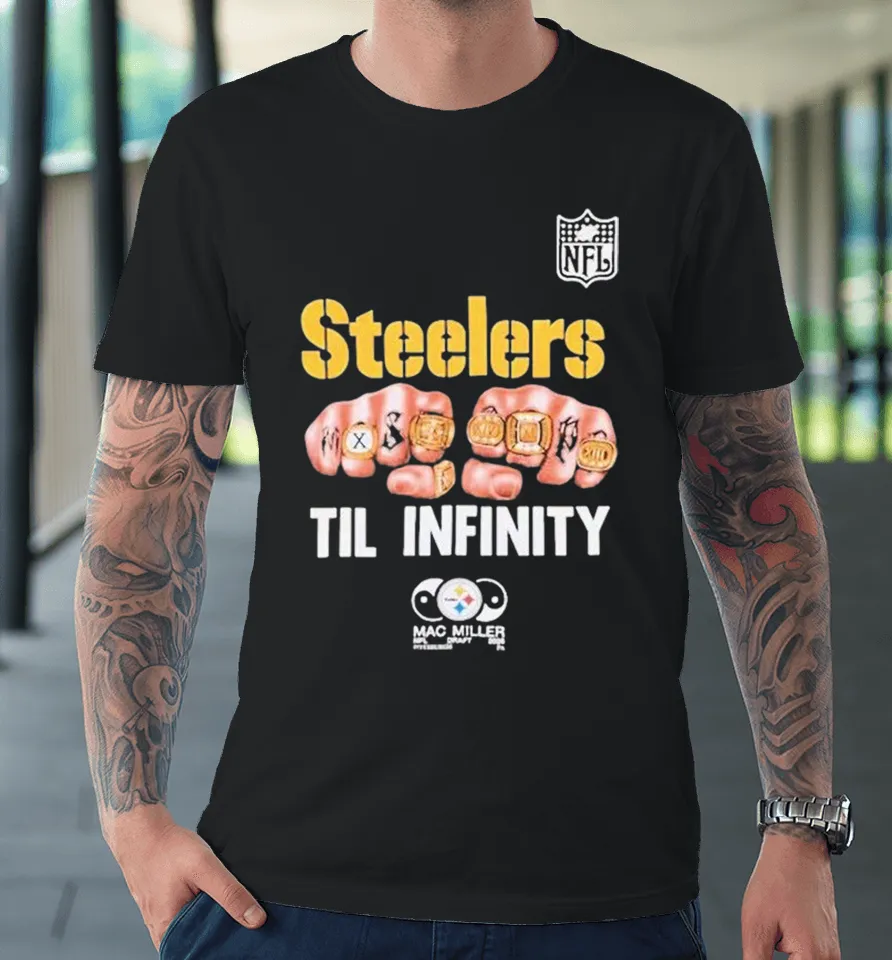 Pittsburgh Steelers x Mac Miller Til Infinity Hands Rings NFL Premium T Shirt
