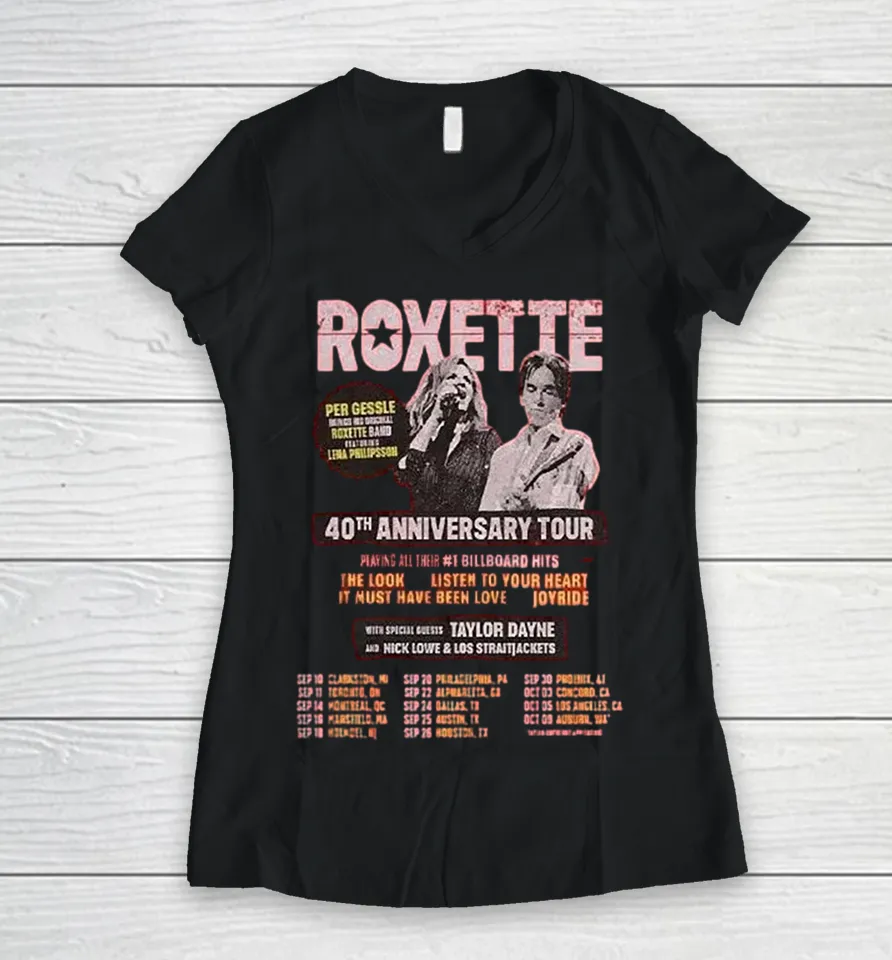 Roxette 40th Anniversary Tour 2026 Women V-Neck T Shirt