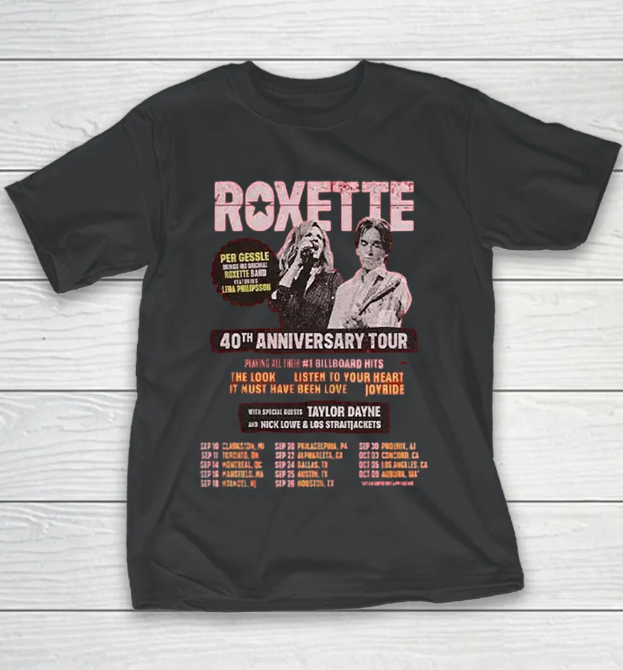 Roxette 40th Anniversary Tour 2026 Youth T Shirt