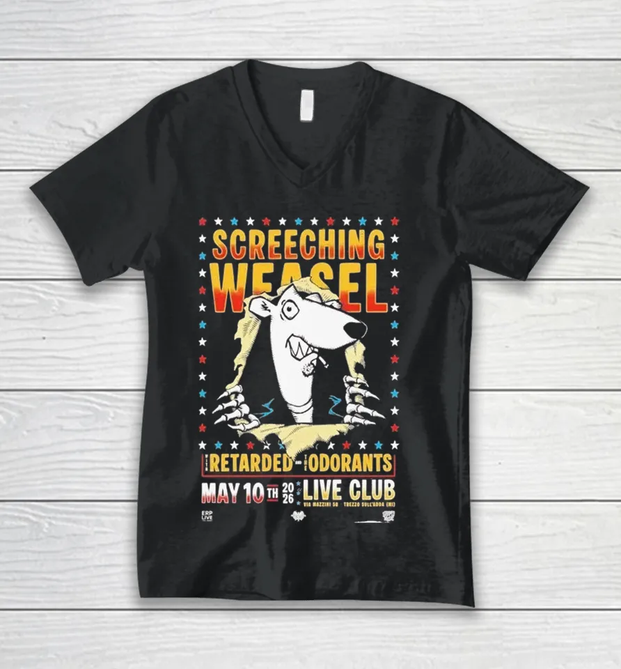 Screeching Weasel Retarded And The Odorants Milan, Italy May 10 2026 V-Neck T Shirt