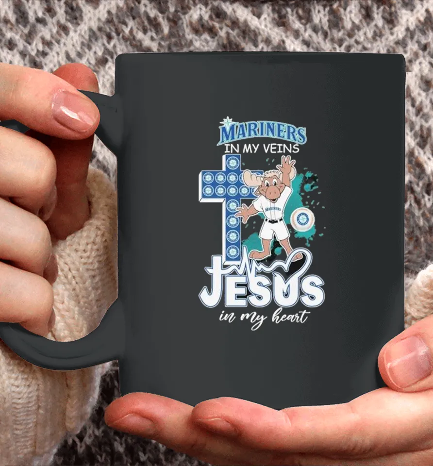 Seattle Mariners In My Veins Jesus In My Heart Mascot Coffee Mug