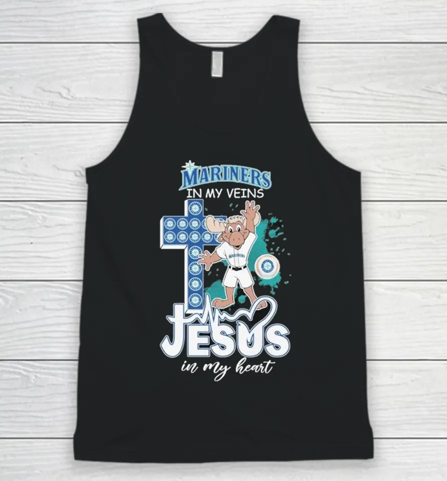 Seattle Mariners In My Veins Jesus In My Heart Mascot Tank Top