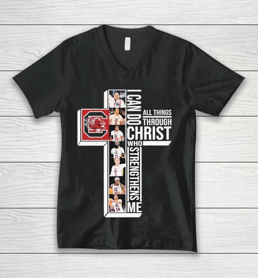 South Carolina Gamecocks I Can Do All Things Through Christ Who Strengthen Me V-Neck T Shirt